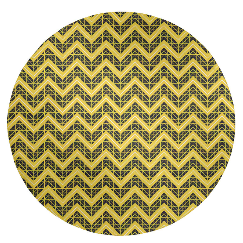 Chenille Chevron Indoor Rug, Round 5'