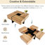 Table basse Hearth & Haven Wallace avec 4 compartiments de rangement cachés, brun