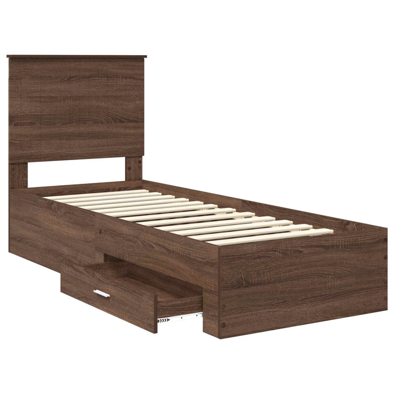 Bed, Silver/Brown Oak, Small Single (2'6)