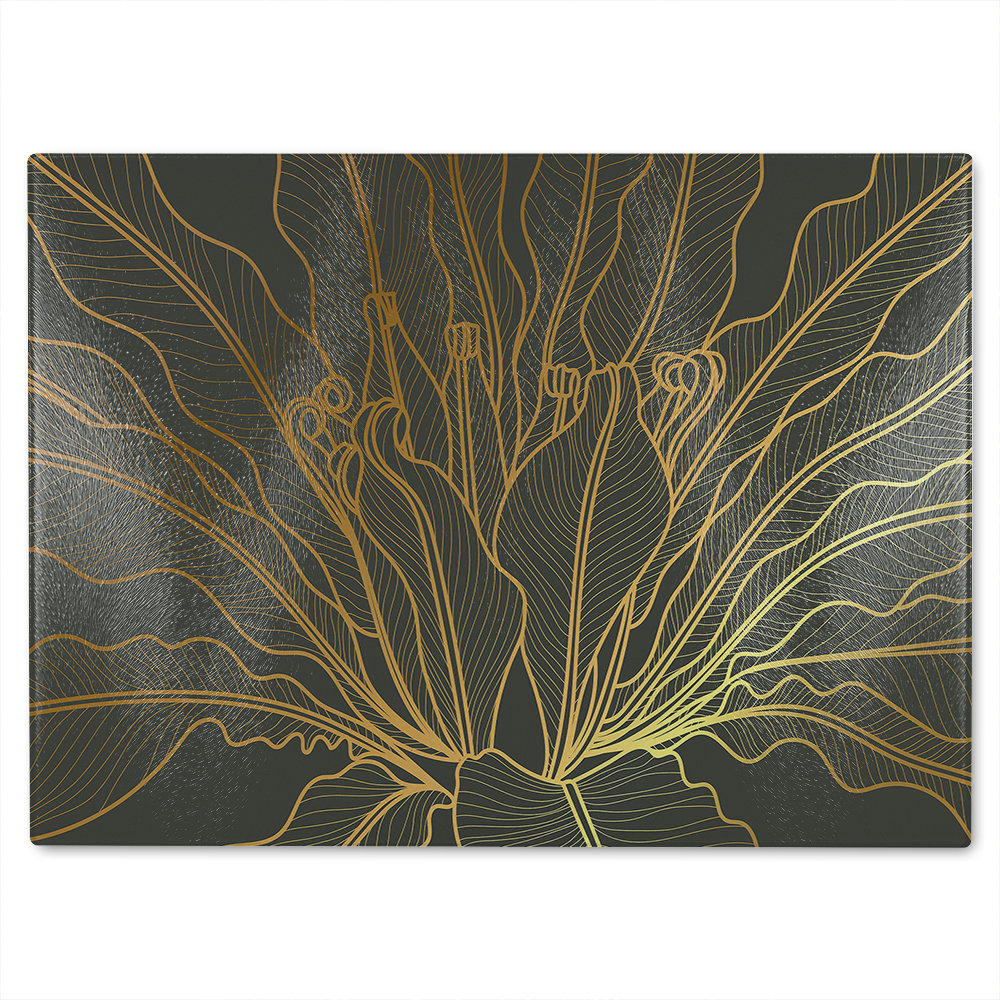 Monstera plant line art Designer Glass Chopping Board