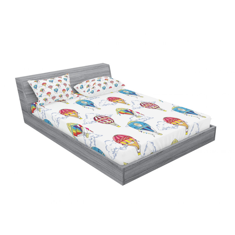 Ensemble de draps Sketches Clouds, Ensemble de draps pour lit double avec un drap-hou