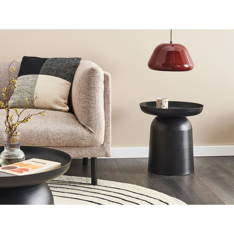 Metal Side Table with Storage, Black