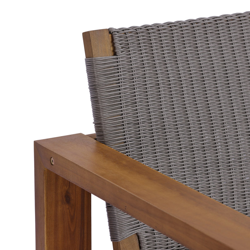 Vexa Modern Coastal Acacia Wood Outdoor Club Chair with PE Wicker Backrest and Seat