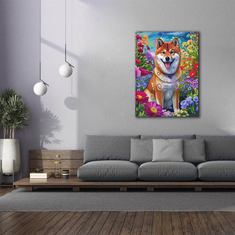 Toile épique «Spring Shiba Inu» par Dean Russo, graffiti épique, 40 po x 54 po