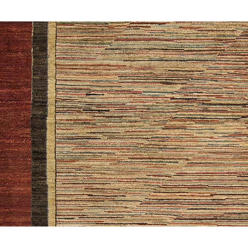 Tapis beige et rouge noué à la main de haute qualité