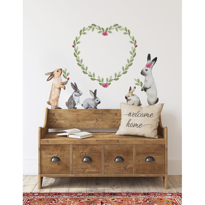 Ensemble de décalcomanie murale bunnie et leave 31 pièces