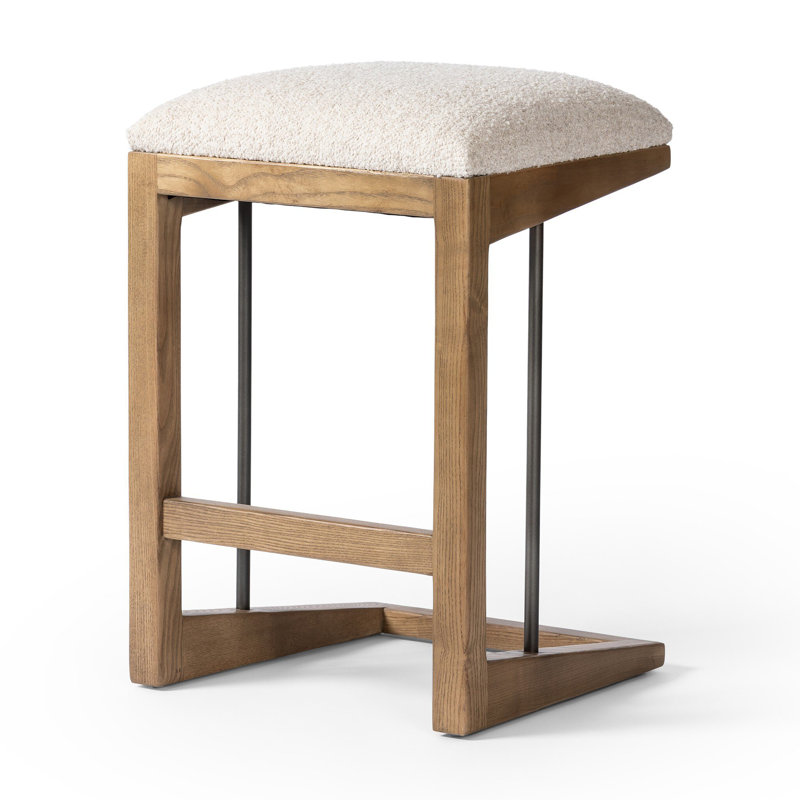 Tabouret Cicily, Petit tabouret (siège d'une hauteur de 27 po), Toast frêne massif, Ivoire