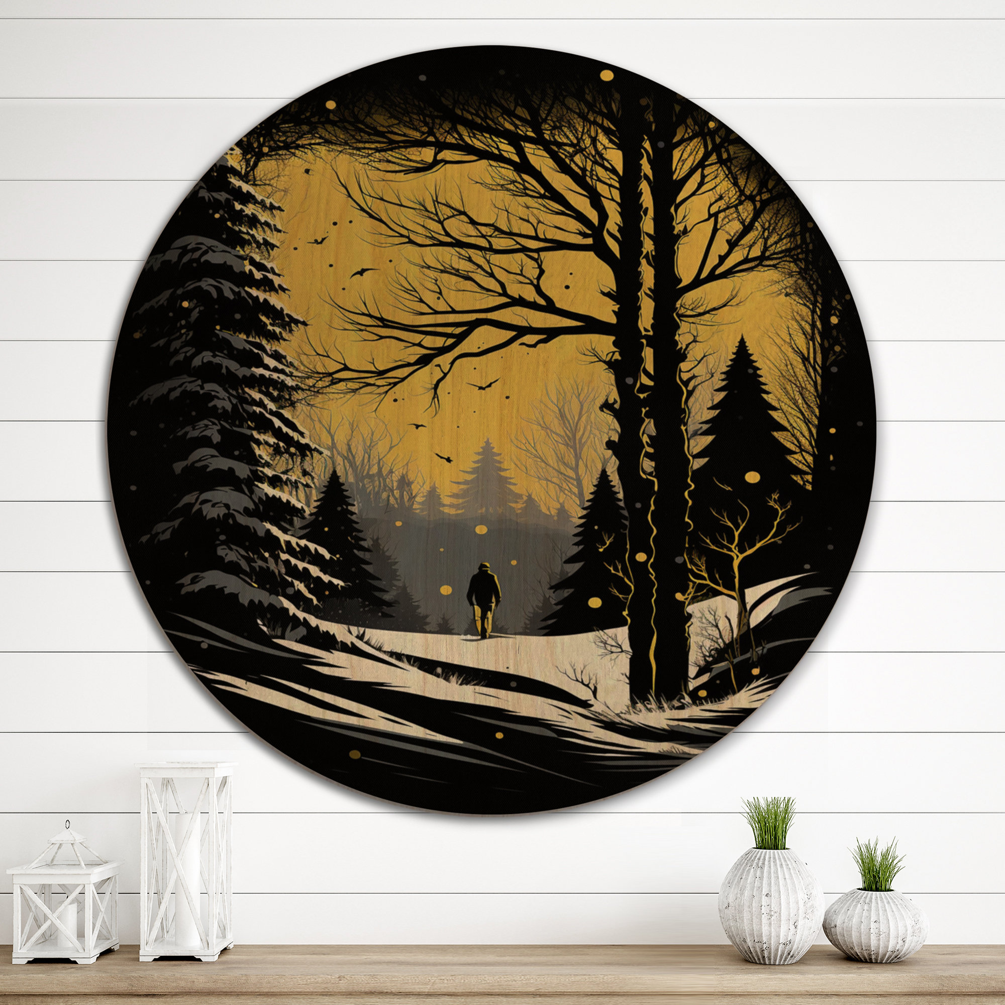 DesignArt Winter Trees in the Snow Mountain Forest I Landscape Forest