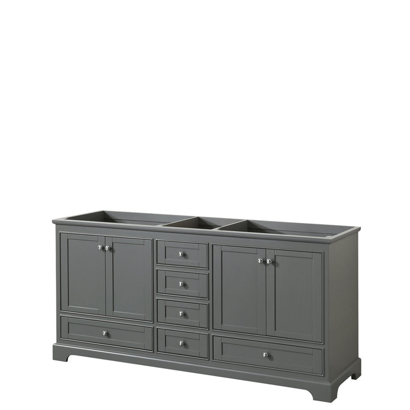 Base de meuble-lavabo double Deborah, Gris foncé / chrome poli