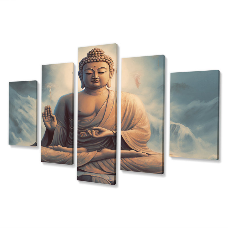 Statue de Bouddha - salon d'art mural bouddhisme - 5 panneaux