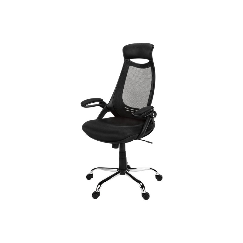 Chaise de bureau contemporaine à hauteur ajustable et pivotante, ergonomique, filet noir, métal, pour une hauteur ergonomique pour les travailleurs, meilleure expérience d'assise