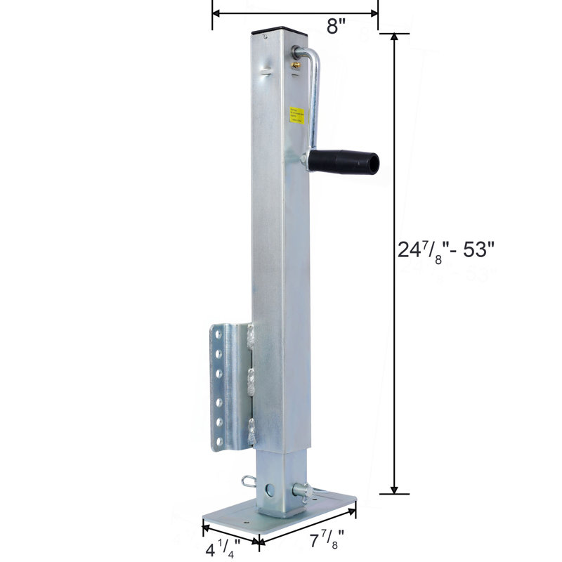 Cric de remorque robuste, cric à fixation fixe avec patte tombante, 28,6 po De levage, charge maximale de 2 500 lb