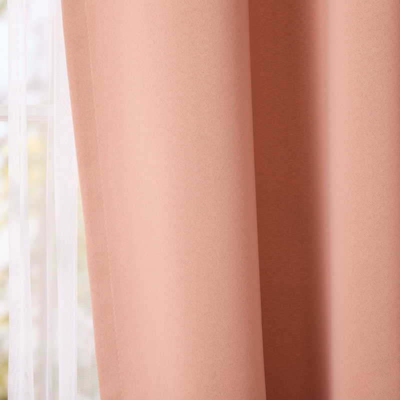  Oslo Double Layer Room Darkening and Sheer Grommet Top Curtains 2-Pack, Peach, 52" W x 108" L