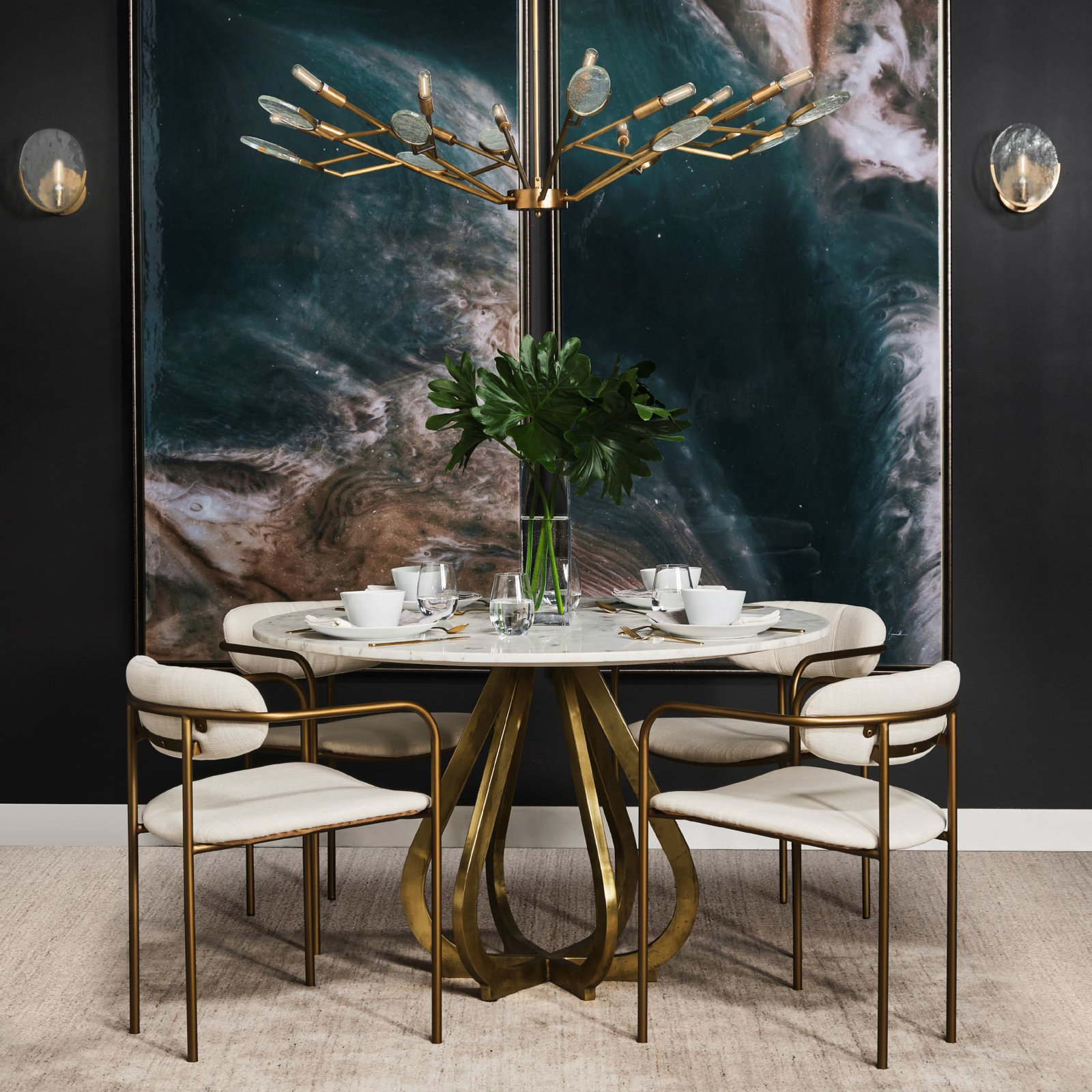 Belarus Dining Armchair, Cream, Antique Gold