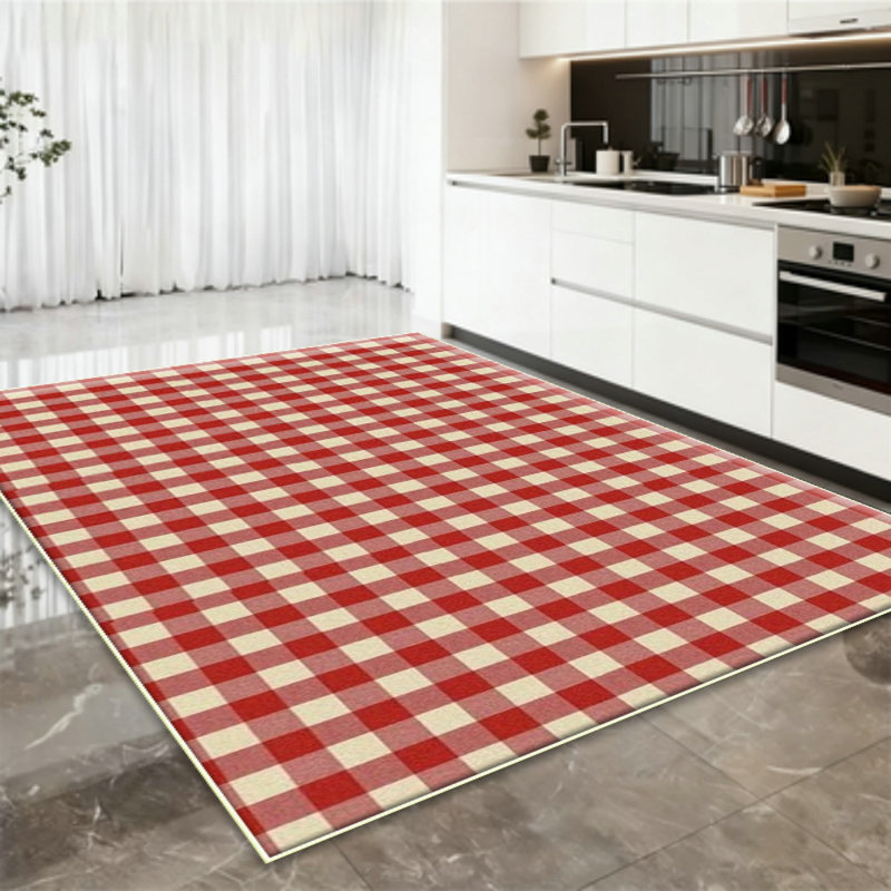 Plaid Rug Ft Red and White Checkered Rug Christmas Halloween Fall Door Mat Woven Cotton Washable Area Rugs Door Mat Outdoor Entrance for Front Porch Entryway