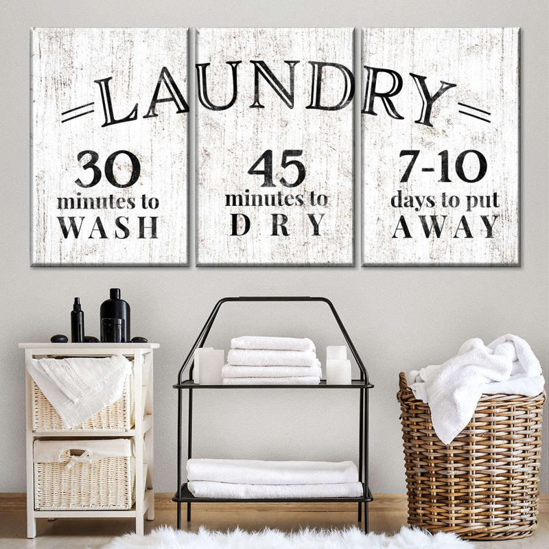 Ensemble de 3 pièces de lessive sur toile, H 30 po x l 62 po x P 1,25 po