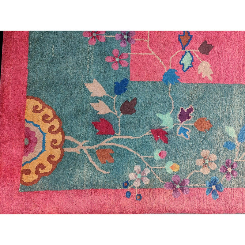 Chinese Knotted - Art Deco Rectangle Antique Wool Purple 1920s Room Size Rug