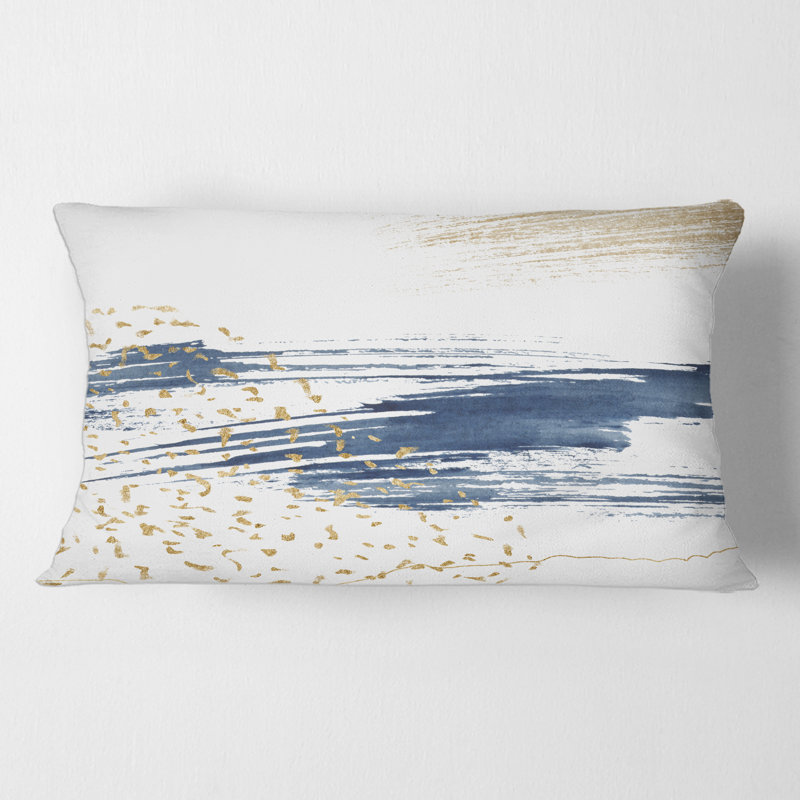 Dark Blue and Gold Abstract I - Modern Printed Throw Pillow
