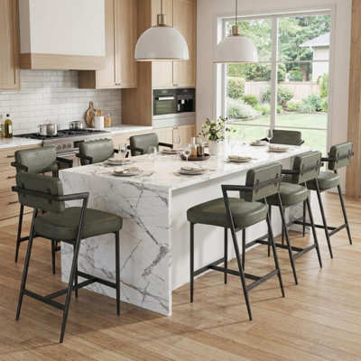Upholstered Counter Stool with Metal Frame