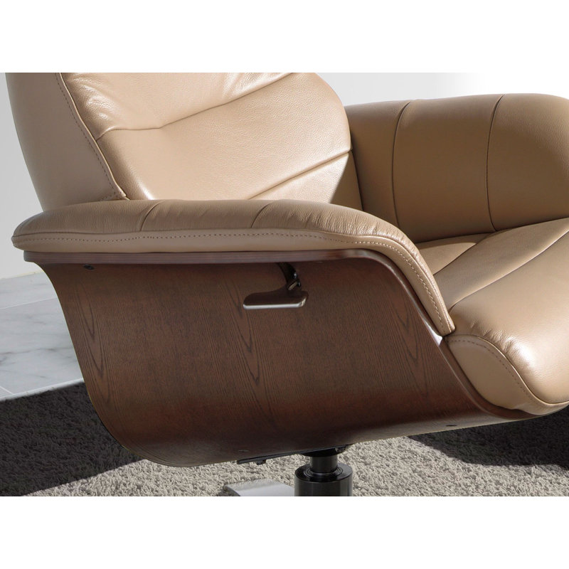 Chocolate  leather swivel recliner armchair, Brown