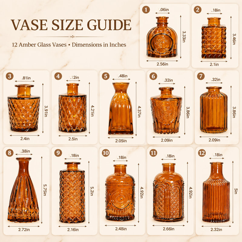 Ensemble de 12 vases en verre