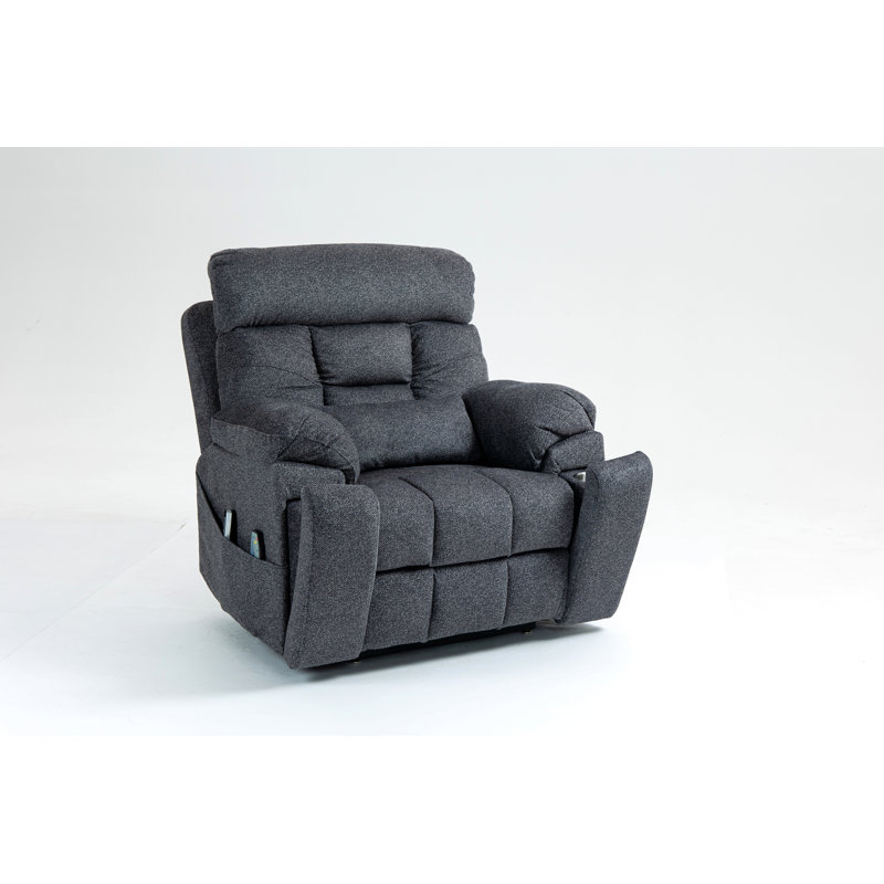 Electric Lift Chair, Flat High Density Foam Electric Sofa, With Heating And Massage Functions, Can Tilt To 180 Degrees, 2 Pocket Cup Holders, 2 Remote Control