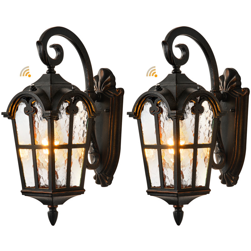 Oil Rubbed Bronze Dusk to Dawn Outdoor Wall Lighting Aluminum Anti-Rust, Hardwired, Vintage ORB(Gold Trim)