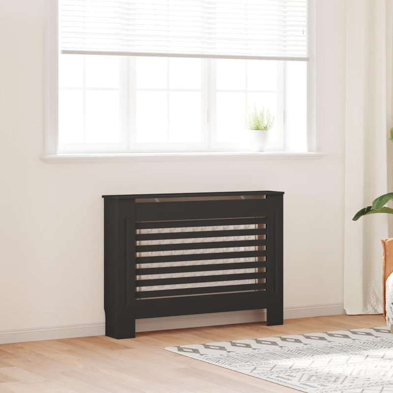 Housse de radiateur en panneau de fibres à densité moyenne noir, 44,1 x 7,5 x 32,1 po, Black