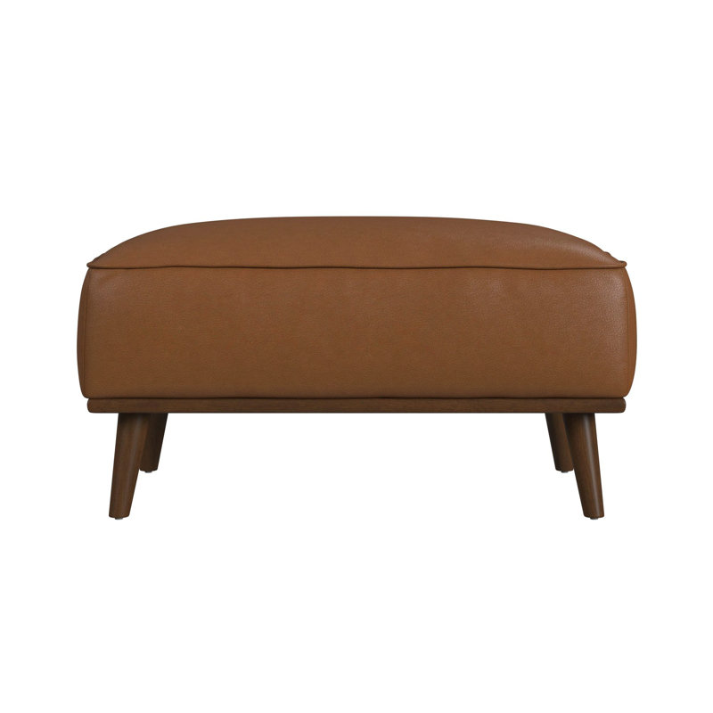 Okehampt Ottoman with Wood Base in Pebble, Tan