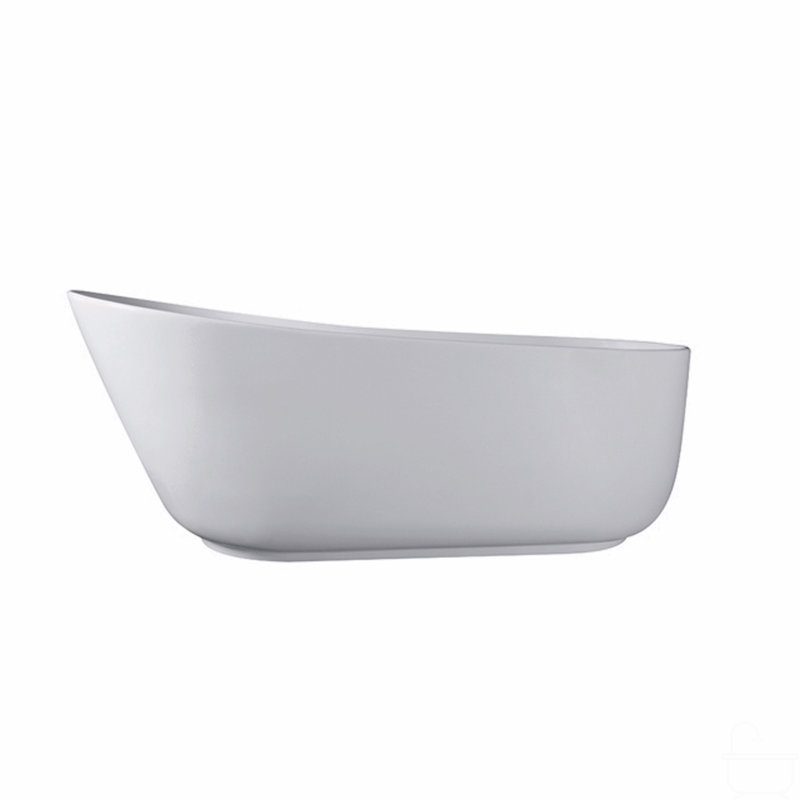 67-Inch Solid Surface Stone Resin Oval Shape Soaking Bathtub With Overflow