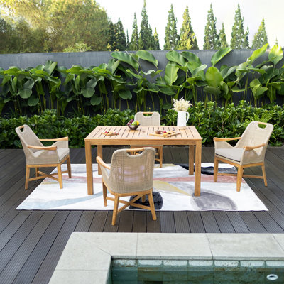Sydney 4-Person Teak Patio Dining Sets with Cushion