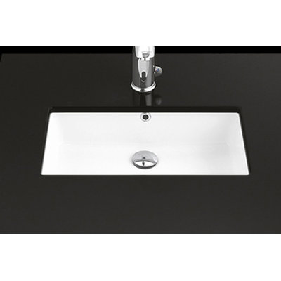 Lavabo de salle de bain rectangulaire encastré en céramique Blanc éclatant avec trop-plein