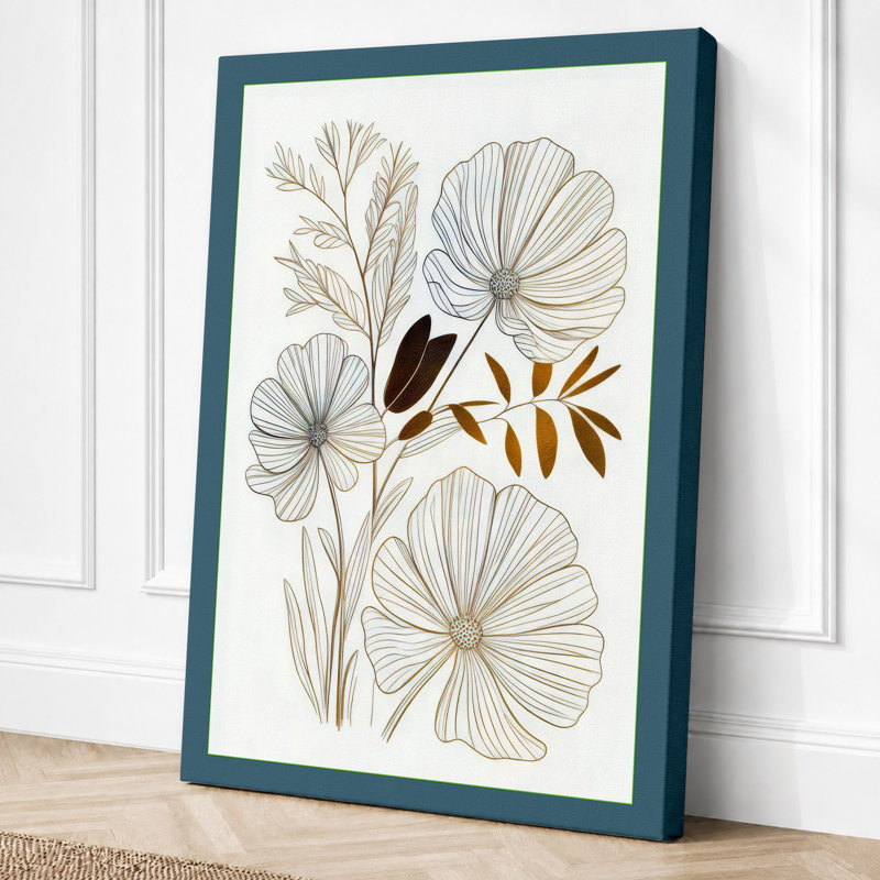 Specimens Botanical - Wrapped Canvas, 30x20 - 76.2 x 50.8 cm, Teal Border