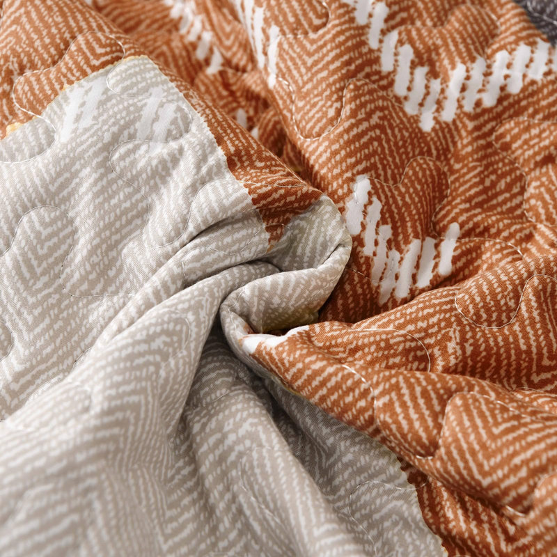 3-Piece Boho Aztec Western Quilt Set Textured Bedspread Coverlet with Pillowcases for All Seasons, Terracotta