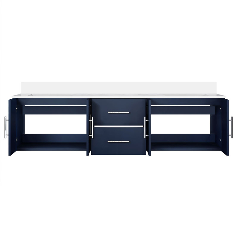 Meuble-lavabo double bleu marine 72 po X P 22 po D, avec plateau en marbre de culture, Marine