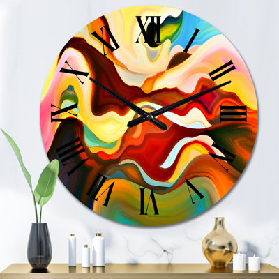 Horloge murale moderne, rouge, bleu et jaune Marble Art
