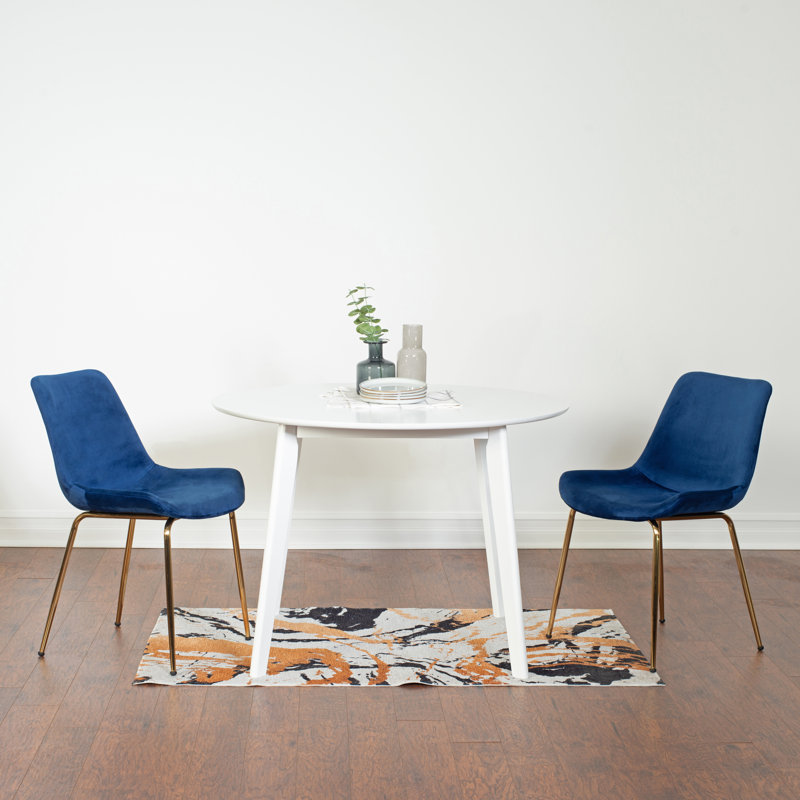 Ensemble de salle à manger Aufurr, table de salle à manger ronde blanche avec chaises, plateau de table rond, Bleu