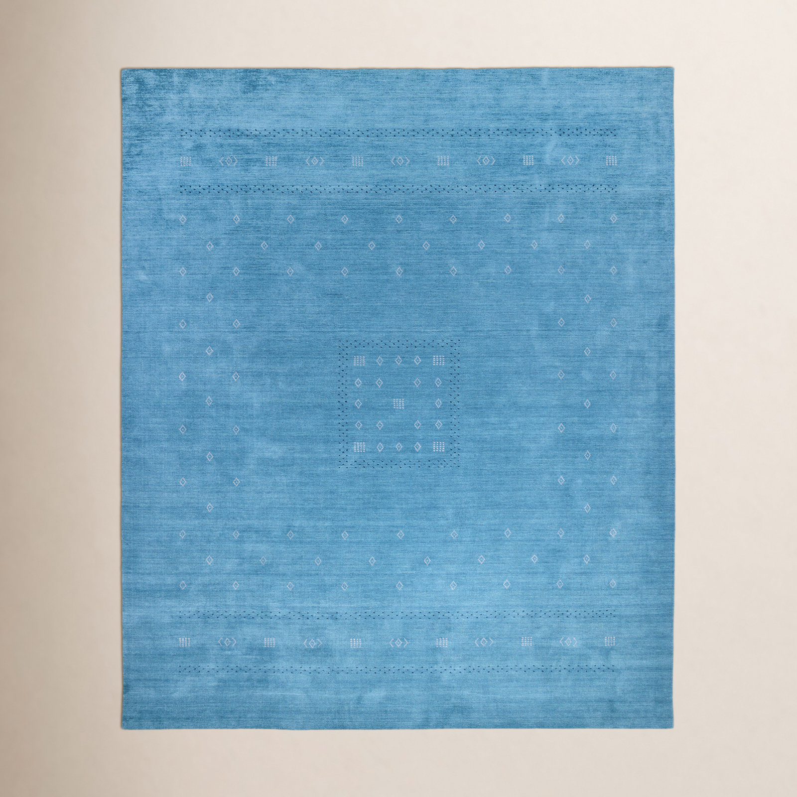 Simi Hand-Woven Geometric Cotton Wool Rug, Sapphire, Rectangle 4' x 6'