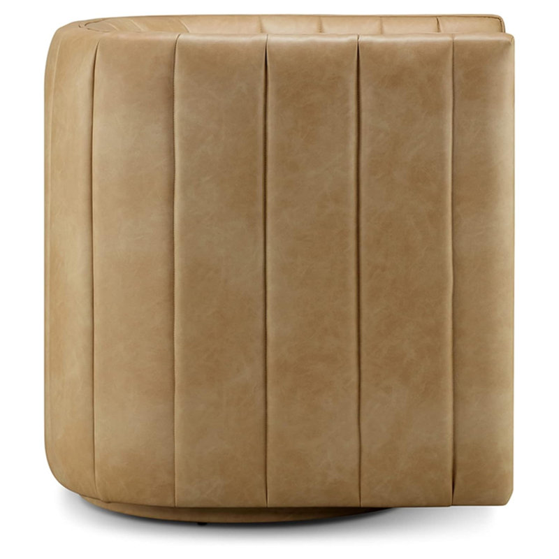 Anniya Upholstered Swivel Barrel Chair, Nude Faux Leather