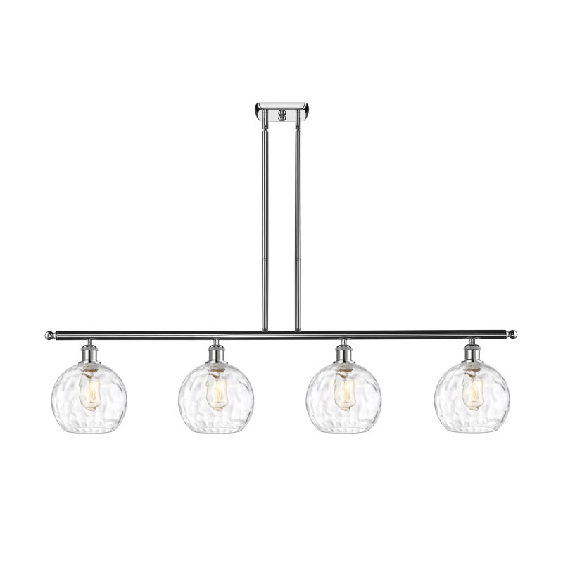 Luminaire suspendu linéaire à 4 lumières pour îlot de cuisine Roxane, Ampoule non incluse, Chrome poli