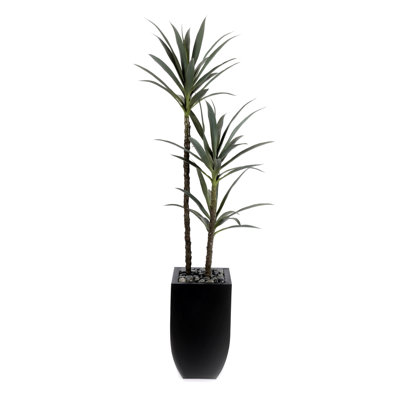 Yucca artificiel 71 po avec cailloux en étain noir 71 po