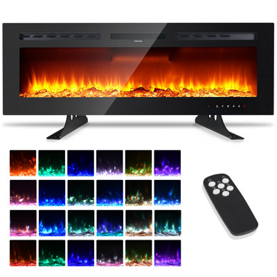 Ronipic 127 cm W Black Fireplace