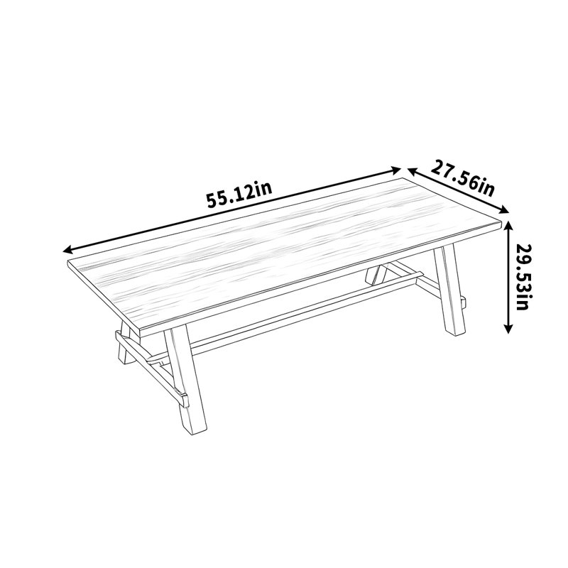 Table de chevet en frêne massif, H 29,53 po x L 55,12 po x l 27,56 po