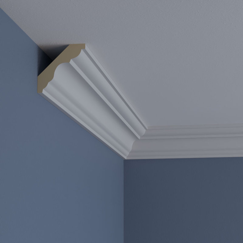 94.5" White Polyurethane Smooth Crown Moulding