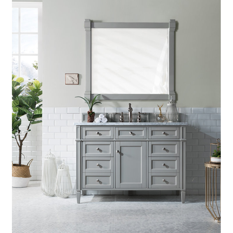 Brittany 48'' W Single Vanity, Saddle Brown, Carrara White, 8" Widespread