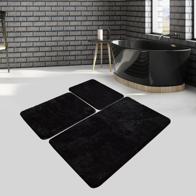 Ensemble de tapis de bain en acrylique de qualité supérieure (3 pièces) | 100% acrylique, antibactérien, antidérapant | Dimensions: 15,7 x 23,6 po, 19,7 x 23,6 po, 23,6 x 39,4 po | Lavable à la machine, doux et durable pour la sécurité de la salle de bain
