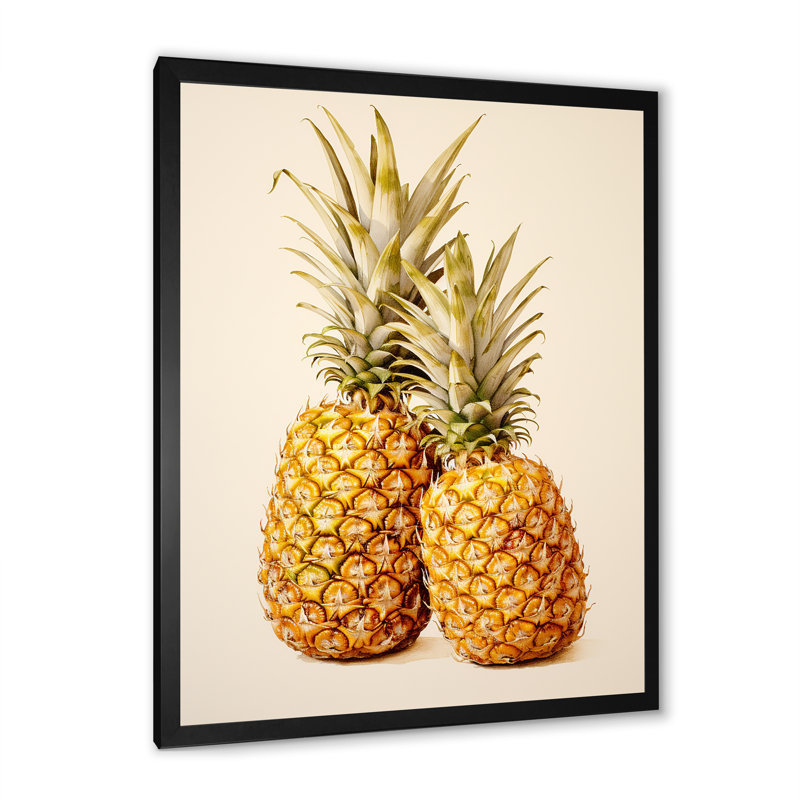 Pinapple Golden Grove IV - ananas, impression d'art mural, Cadre photo noir, H 32 po x l 16 po x P 1 po