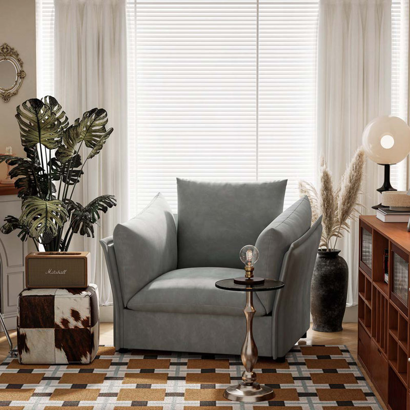 Fauteuil d'appoint simple en chenille, Grey 1