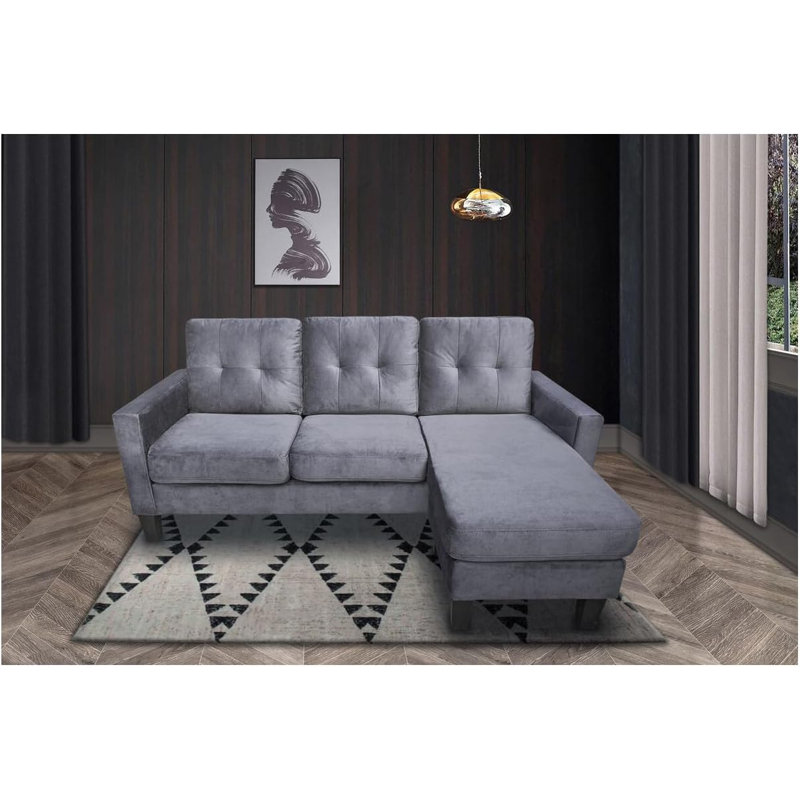 Canapé modulaire réversible en velours Everly Quinn, Velours gris
