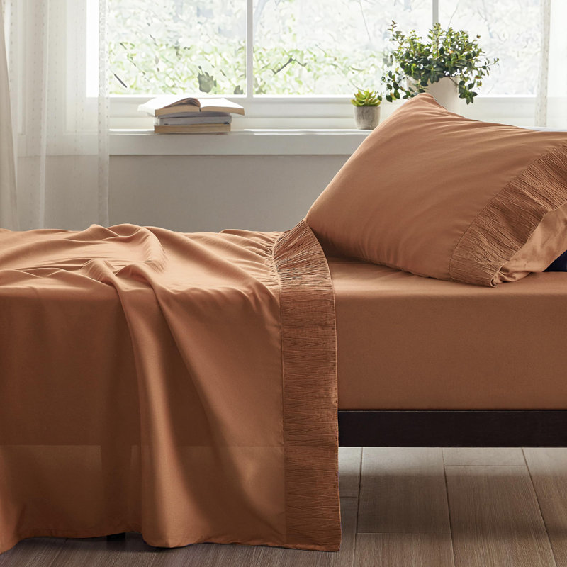 Bedsure Polyester Microfiber Sheet Set Hotel Luxury Sheets, Easy Care Cooling Bed Sheet Set 84GSM（65" x 95"）GentleSoft™️